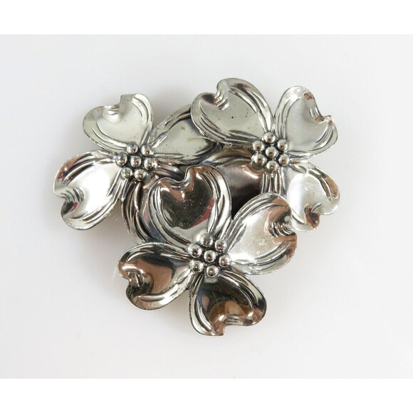 c1950's Vintage 3D Dogwood Tree Flower Sterling Silver Brooch by Beau 2 1/4" W x - Picture 1 of 6